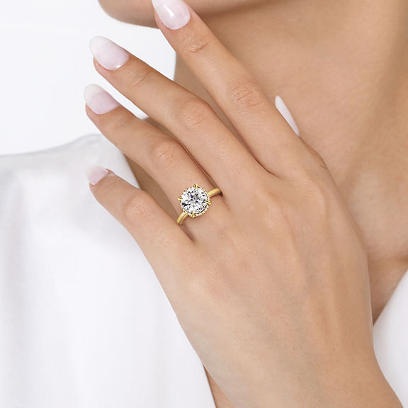 Symphony - 14K Yellow Gold Round Hidden Halo Diamond Engagement Ring