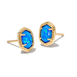 Daphne Gold Bright Blue Kyocera Opal Framed Stud Earrings by Kendra Scott