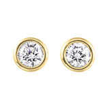 14K Yellow Gold 0.25cttw  Diamond Stud Bezel Set Earrings