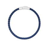 Evans Corded Bracelet Sterling Silver Blue Leather Sz L by Scott Bros