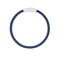 Evans Corded Bracelet Sterling Silver Blue Leather Sz L by Scott Bros