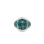 14K White Gold 7.19ct Center London Blue Topaz, 3.85cttw Side London Blue Topaz, & 0.22cttw Diamond Ring by Bellarri