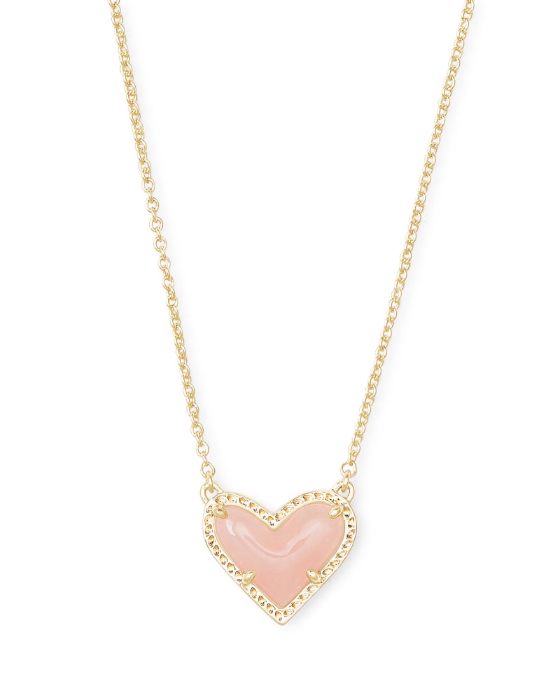 Ari Gold Plated Rose Quartz Heart Short Pendant Necklace by Kendra Scott