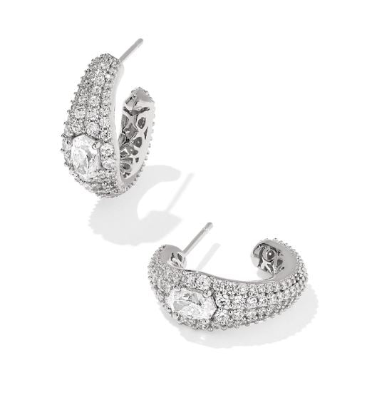 Bella Silver White CZ Hoop Earrings by Kendra Scott