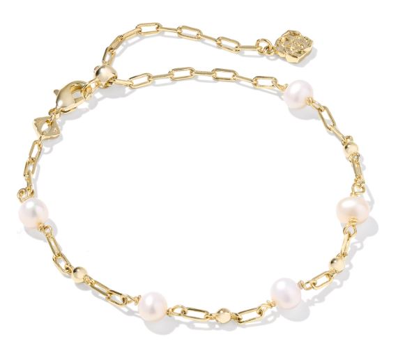 Ashton Gold Plated Freshwater Cultured Pearl Delicate Chain Bracelet by Kendra Scott