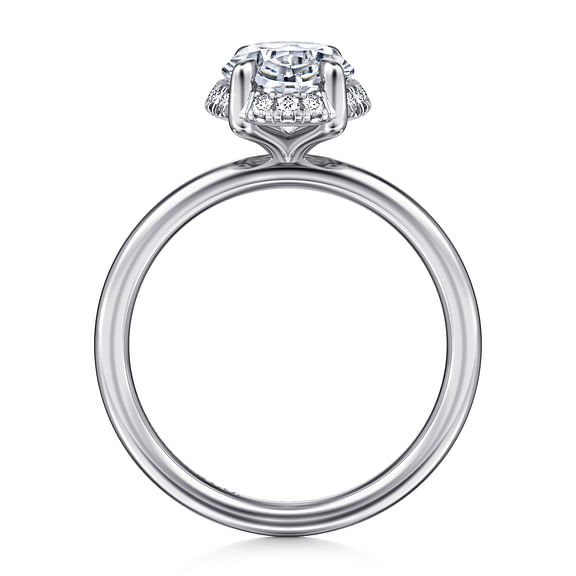 Seattle - 14K White Gold Oval Hidden Halo Diamond Engagement Ring