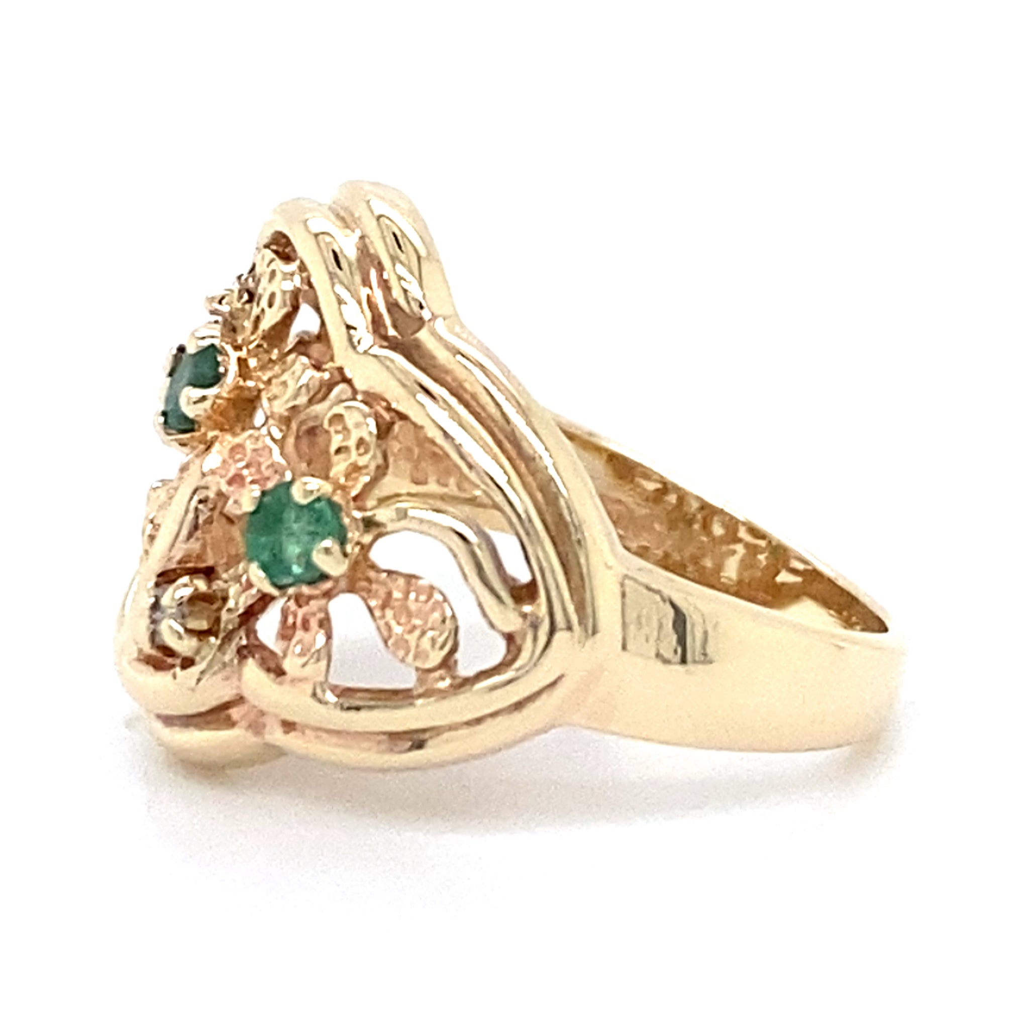Estate Emerald Floral Ring