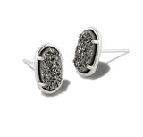 Grayson Silver Platiunum Drusy Stone Stud Earrings by Kendra Scott