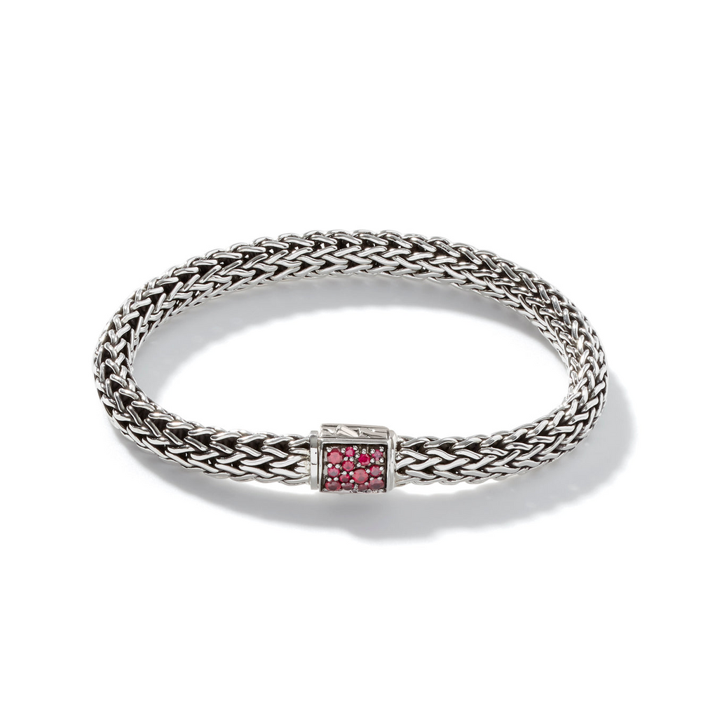 Icon Silver Reversible Birthstone Bracelet in Ruby by John Hardy