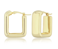 14K Yellow Gold Medium Square Plain Hoops