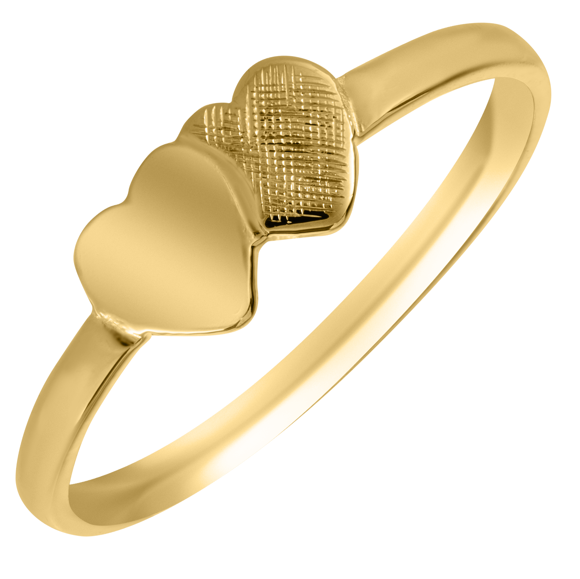 14K Yellow Gold Double Heart Ring