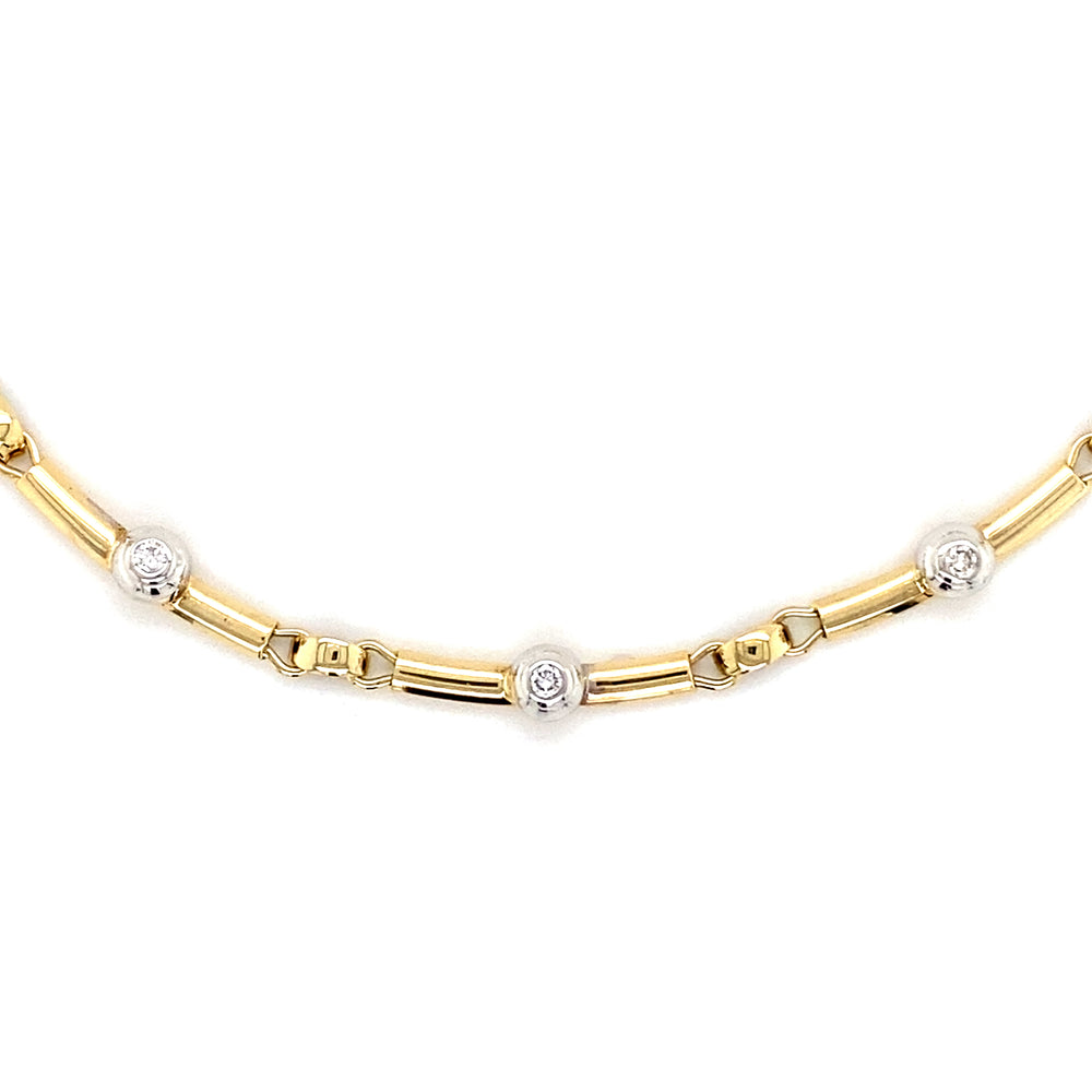 Estate Diamond Station Link Necklace