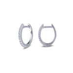 Sterling Silver Simulated Diamond Dainty Oval Huggie Hoop Earrings by Lafonn