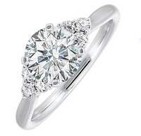 14K White Gold Carter's 89 0.20cttw SI H-I Diamond Ring with LAB GROWN 1.00ct VS1 G RBC Center Diamond