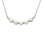 Pearl and Diamond Curved Bar Necklace