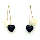 Estate Black & White Heart Earrings