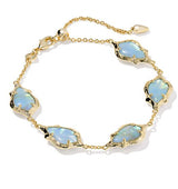 Adriana Scallop Frame GOld Plated Sky Blue Iridescent Abalone Delicate Chain Bracelet by Kendra Scott