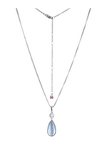 SS Elle Ethereal Drops Synthetic Blue Topaz & MOP Doublet W/ CZ Pendant Chain