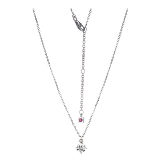 Sterling Silver Genuine Moissanite Birthstone Necklace by ELLE