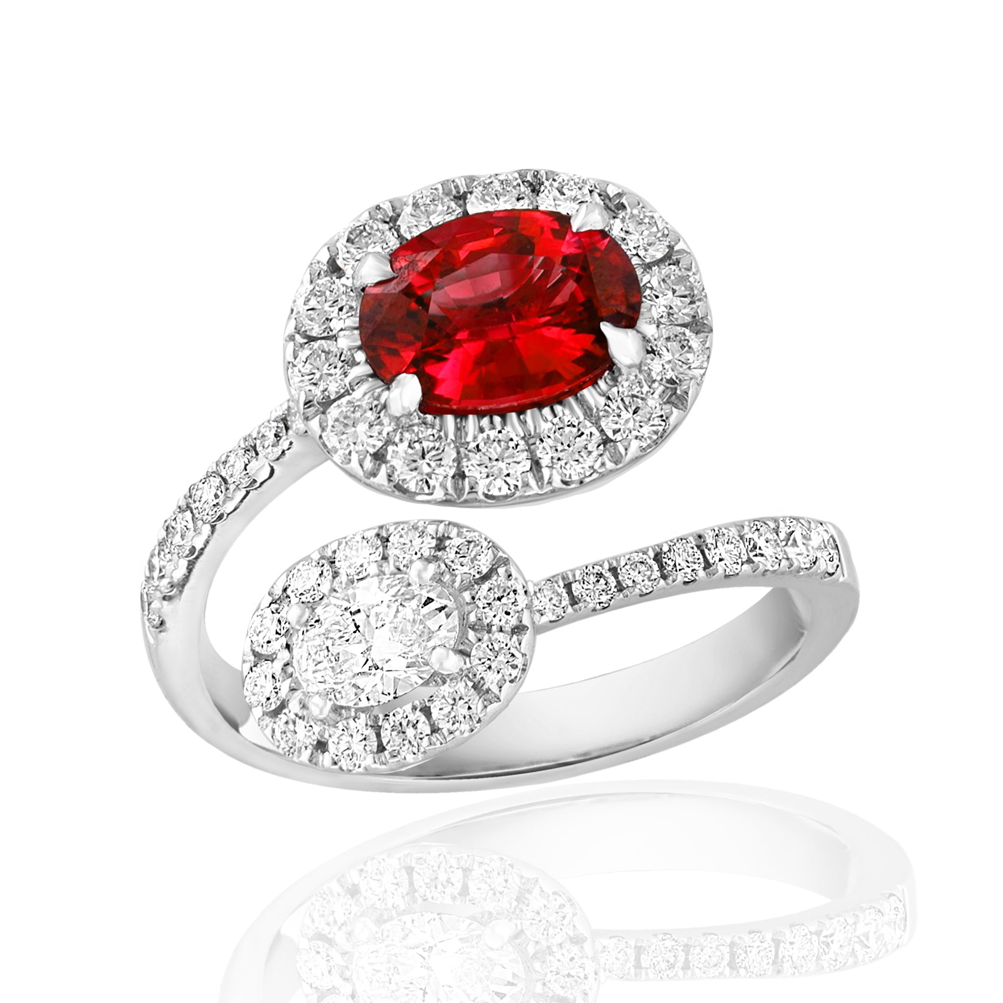 18K White Gold 1.73ct Ruby & 0.92cttw SI G-H Diamond Fashion Ring by Jewels By Jacob