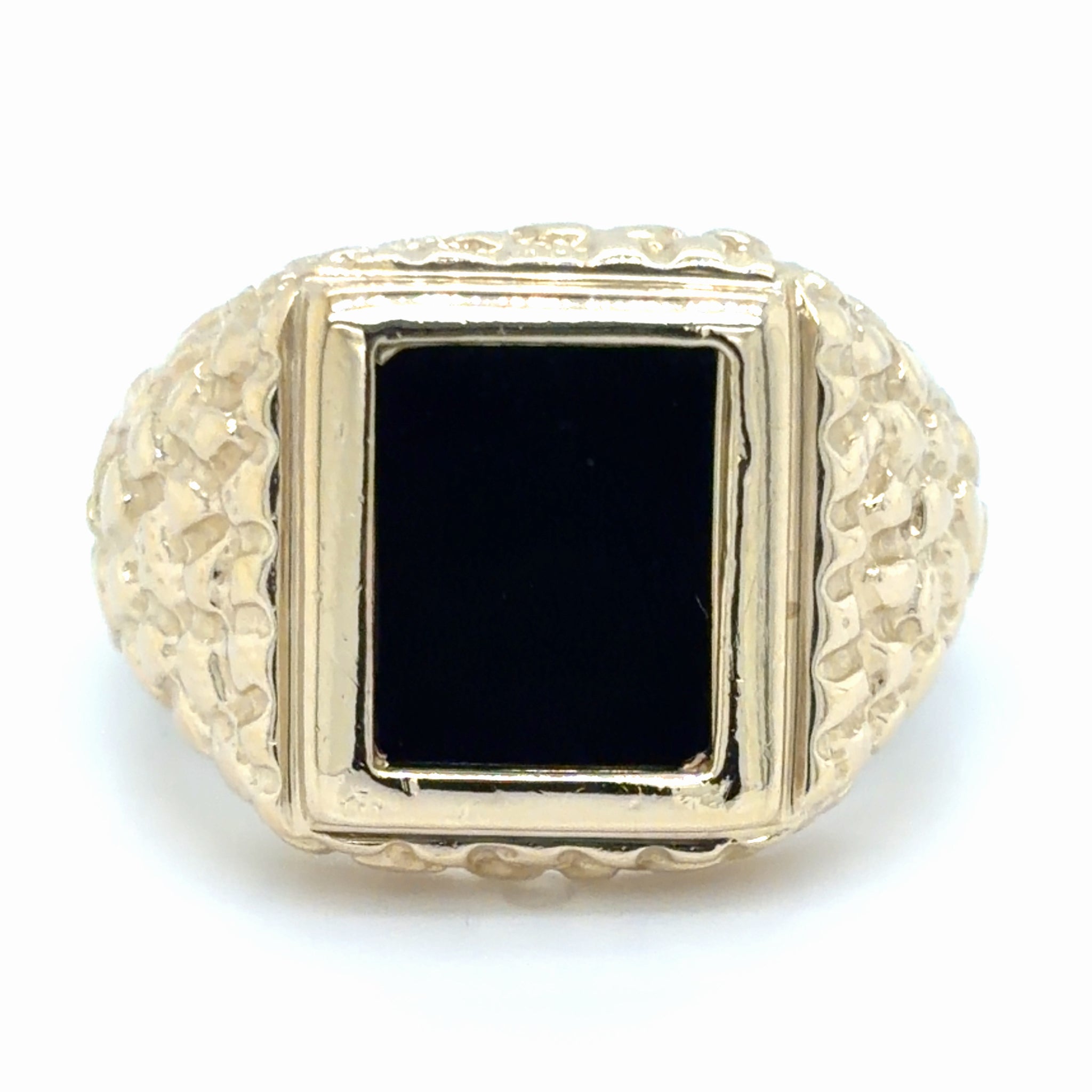 Estate Rectangular Black Onyx Signet Ring