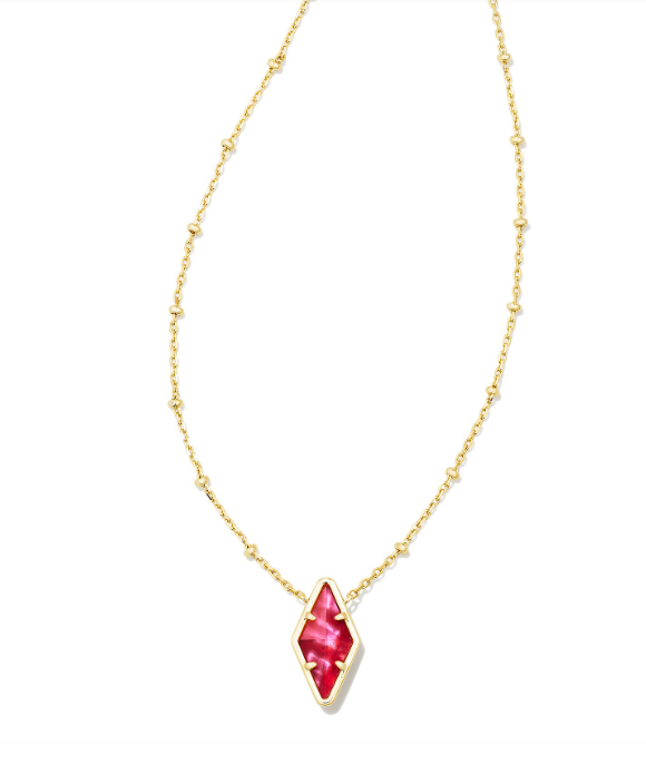 Kinsley Yellow Gold Plated Short Pendant Necklace with Raspberry Illusion by Kendra Scott