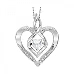 Sterling Silver, Created White Topaz & Diamond Rhythm of Love Heart Pendant & Chain