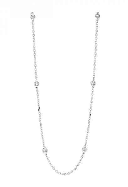 14K White Gold 1.00cttw Diamond Station Necklace