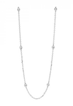 14K White Gold 1.00cttw Diamond Station Necklace