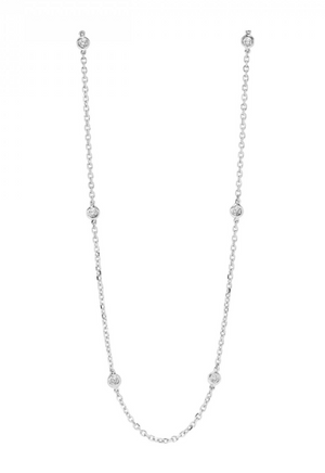 14K White Gold 1.00cttw Diamond Station Necklace