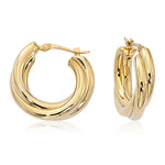 14K Yellow Gold Triple Tube Twist Stud Earrings