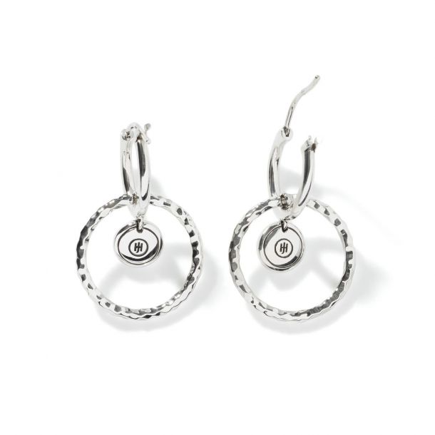 Essentials Dot Hammered Silver Interlink Drop Earrings by John Hardy