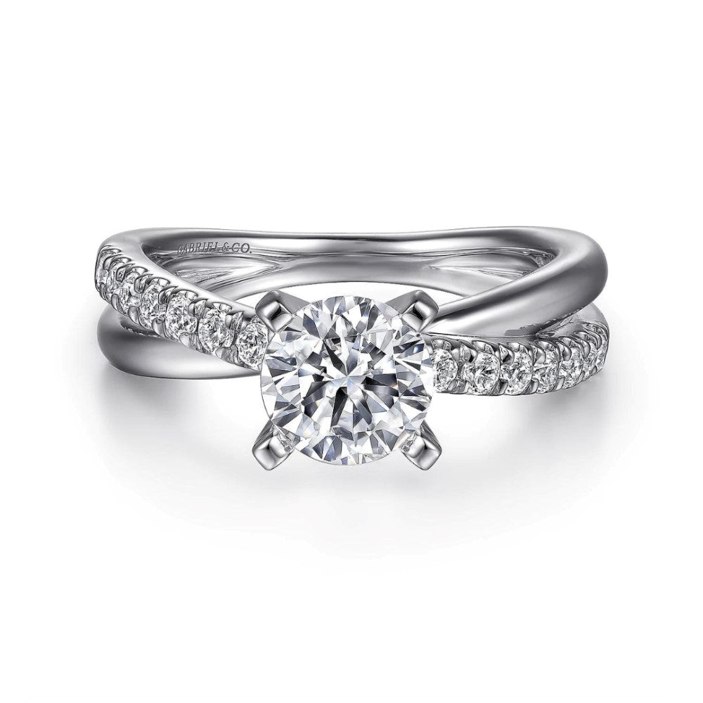 14K White Gold Holds 1.00ct w/ 0.19cttw SI G-H Round Twisted Diamond Semi-Mount Engagement Ring by Gabriel