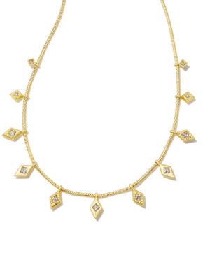 Kinsley Yellow Gold Plated Strand Necklace with White CZ by Kendra Scott