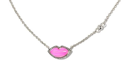 Lips Silver Hot Pink MOP Pendant Necklace by Kendra Scott