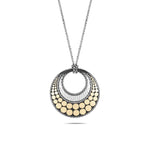 Dot Hammered 18K Gold & Silver Round Pendant on Rolo Chain 32" by John Hardy