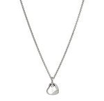 Silver 0.15cttw Diamond Pave Heart Pebble Pendant on 2mm Rolo Chain Necklace by John Hardy Sz 16-18