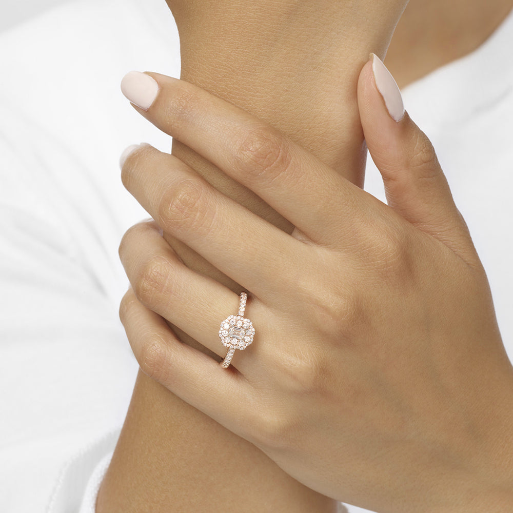 Emerald Cut Vintage Style Diamond Engagement Ring