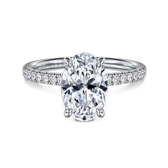 Twain - 14K White Gold Oval Diamond Engagement Ring