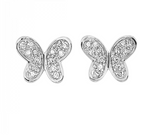 10K White Gold 0.10cttw I1 H-1 Diamond Butterfly Earrings