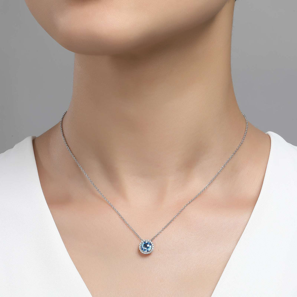 Simulated Blue Topaz Birthstone Pendant by Lafonn