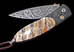 Damascus Pocketknife Featuring Fossil Woolly Mammoth Tooth by William Henry