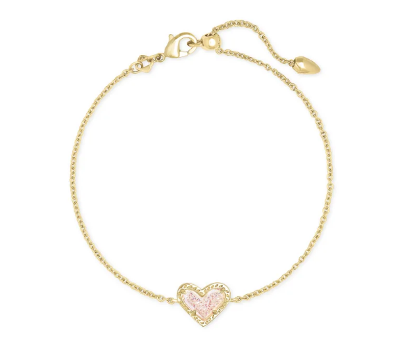 Ari Heart Gold Chain Bracelet in Iridescent Drusy by Kendra Scott