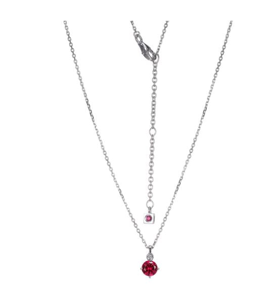 Sterling Silver Created Ruby Birthstone Necklace by ELLE