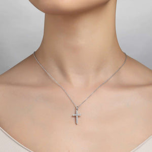 Sterling Silver Simulated Diamond Cross Pendant by Lafonn