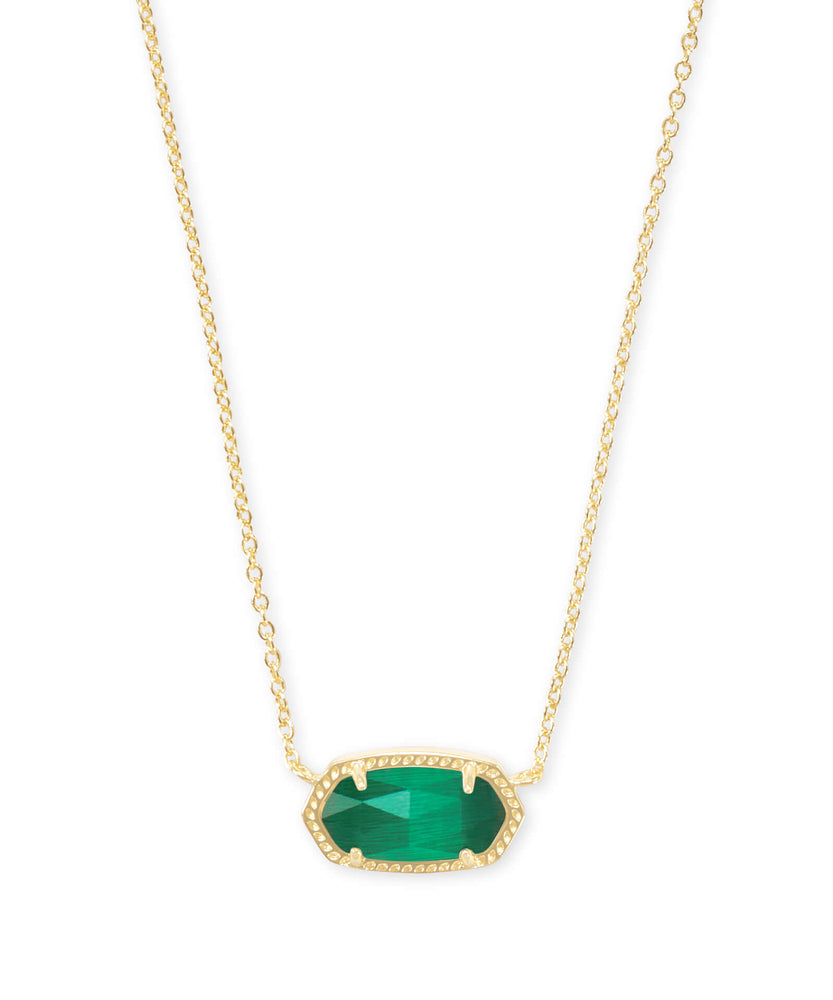 Elisa Gold Plated Necklace in Emerald Cats Eye by Kendra Scott