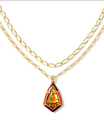 Camry Yellow Gold Plated Marbled Amber Illusion Enamel Frame Multi Strand Necklace by Kendra Scott