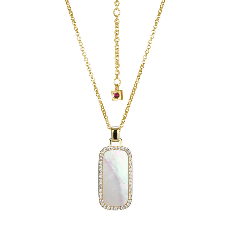 Yellow Gold Plated White Mother of Pear Necklace