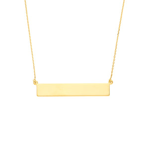 Yellow Gold Plated Engravable Bar Necklace 18"