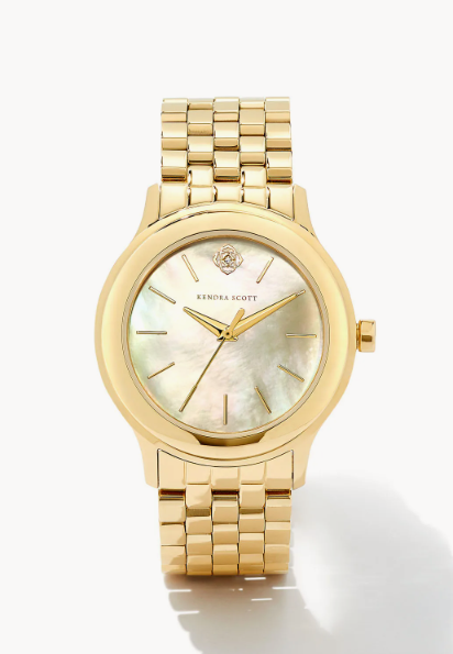 Alex Gold Tone Stainless Steel 35mm Watch in Ivory Mother-of-Pearl by Kendra Scott